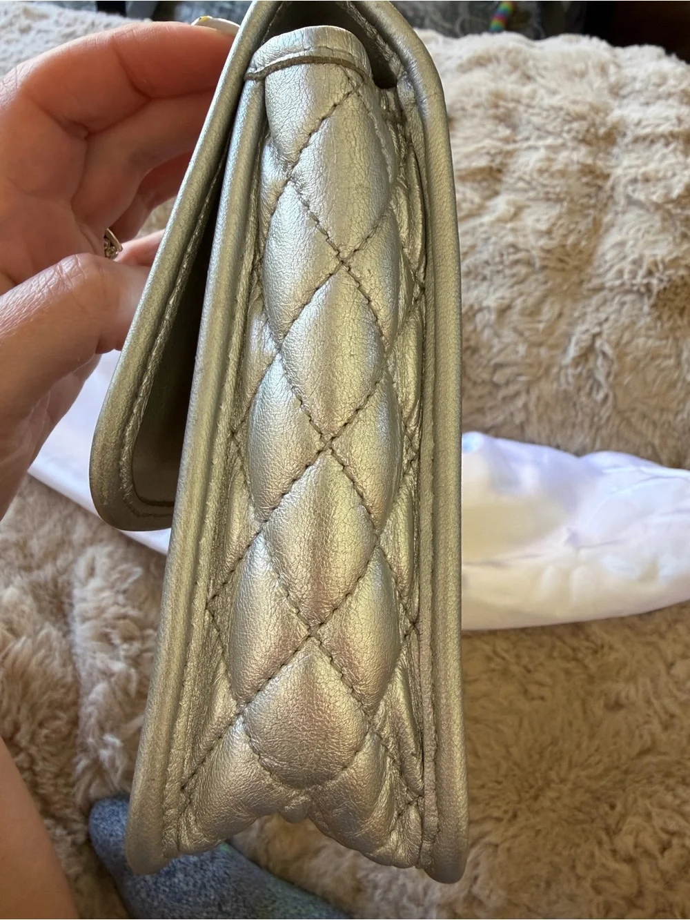 Chanel PVC with calfskin Ice Cube Flap bag medium in Silver 2008